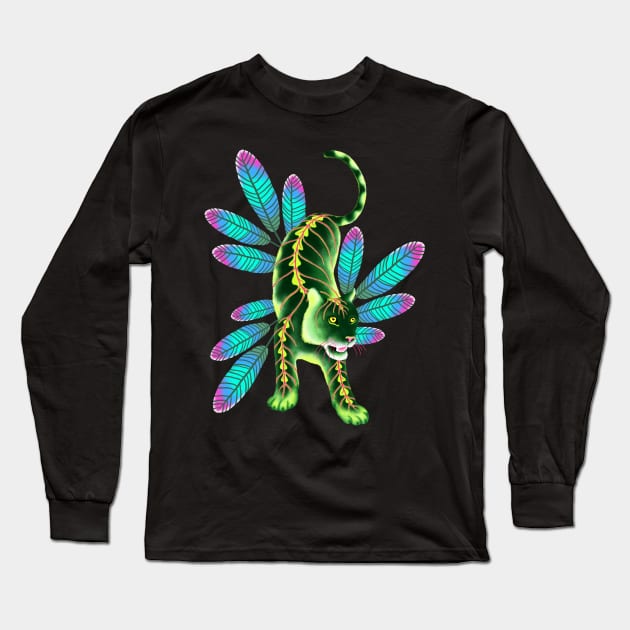 Maranta Tiger (Black Background) Long Sleeve T-Shirt by illucalliart